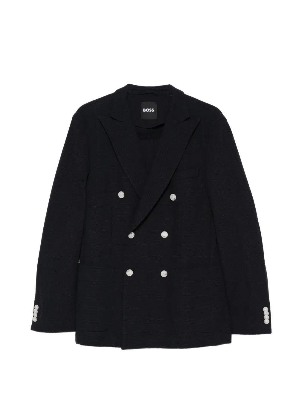 BOSS double-breasted cotton blazer - Blau
