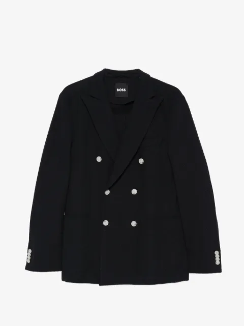 BOSS blazer de algodón con doble botonadura