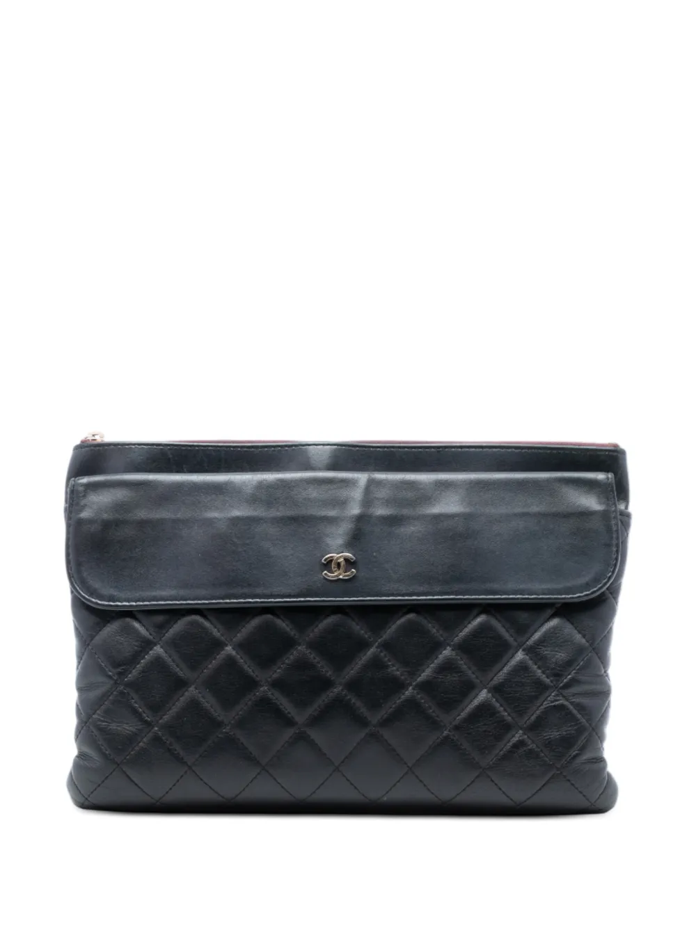 CHANEL Pre-Owned 2017-2018 Medium CC Quilted Lambskin Flap Cosmetic Case clutch bag - Nero