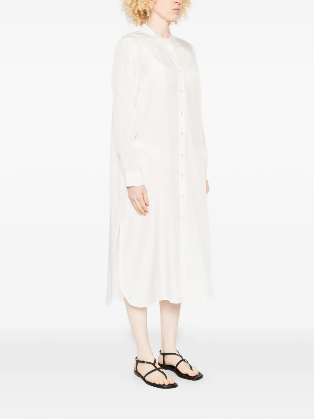 P.A.R.O.S.H. Saxon midi-jurk met knopen Beige