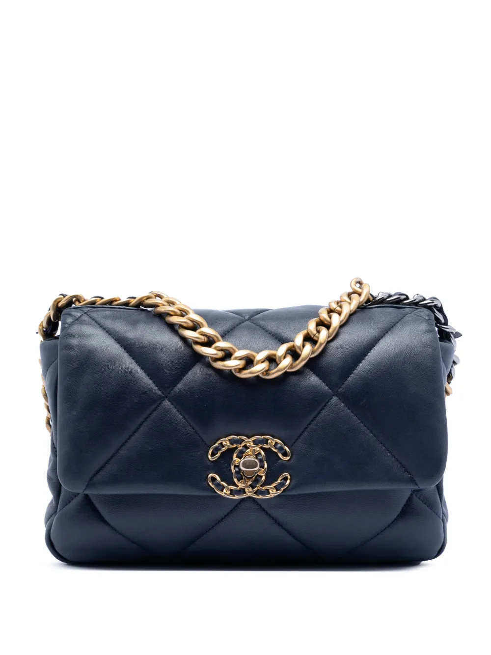 CHANEL Pre-Owned 2021 Medium Lambskin 19 Flap satchel - Blu