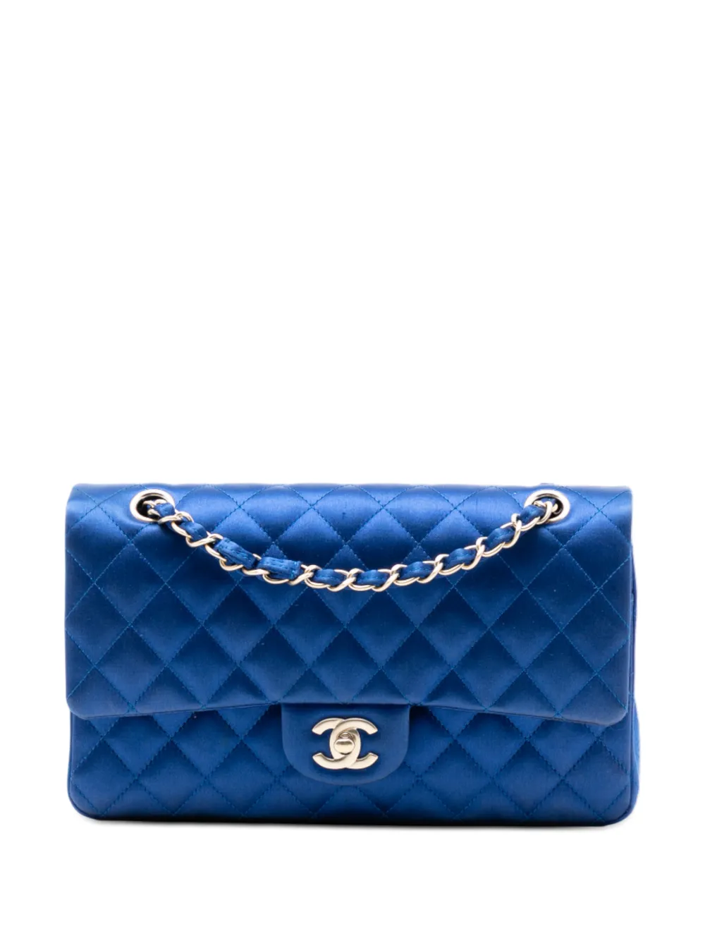 CHANEL Pre-Owned 2013-2014 Medium Classic Satin Double Flap shoulder bag - Blu