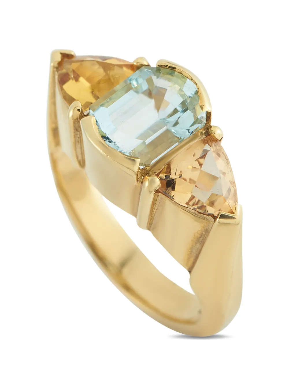 LB Exclusive embellished aquamarine citrine ring - Oro
