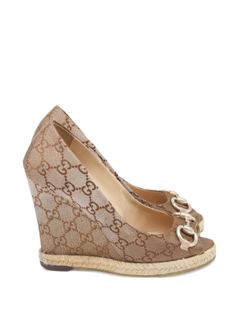 Gucci Pre-Owned espadrille platform GG-canvas wedge sandals - Toni neutri