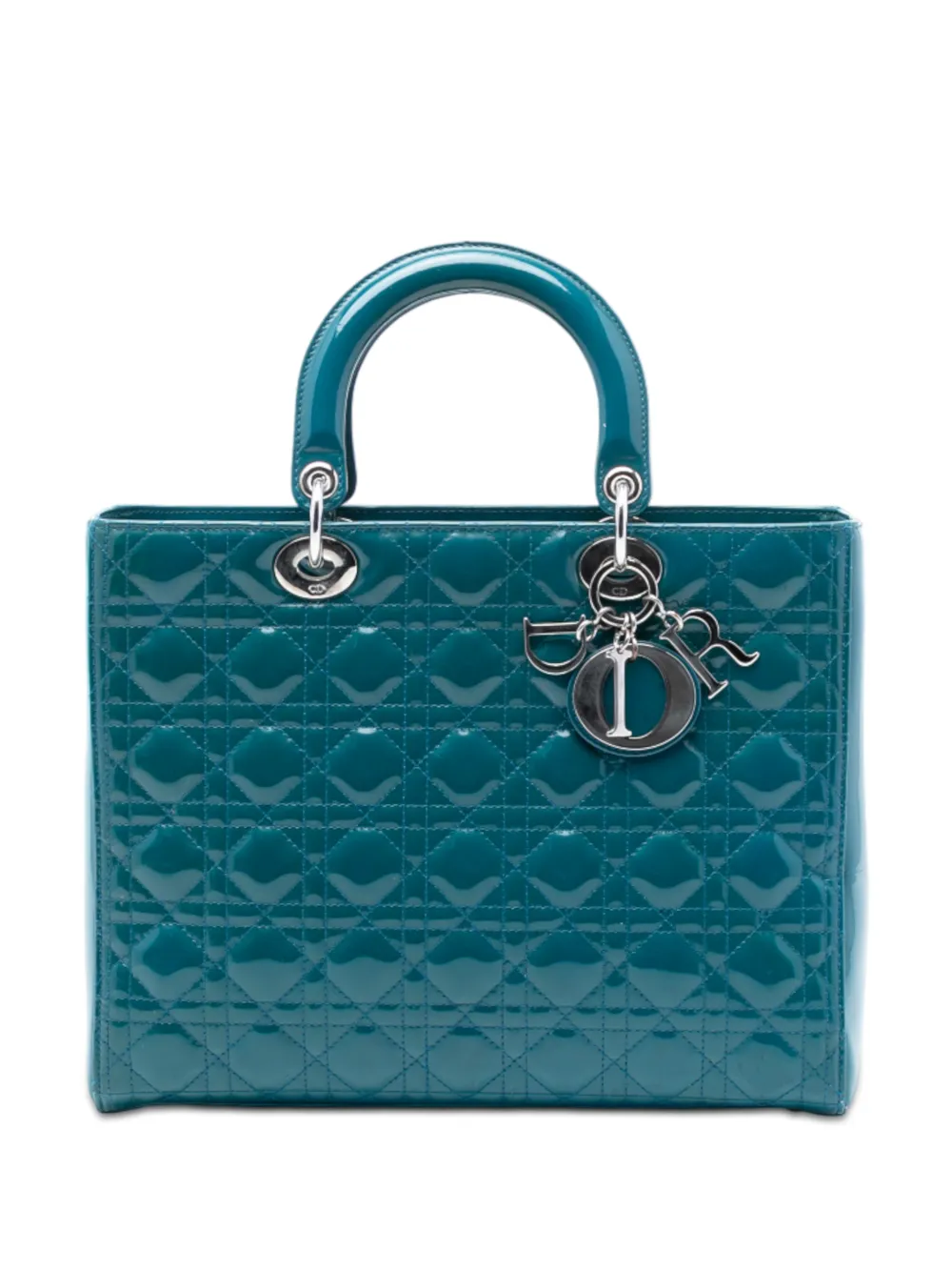 Christian Dior Pre-Owned 2012 Large Patent Cannage Lady Dior satchel - Blu