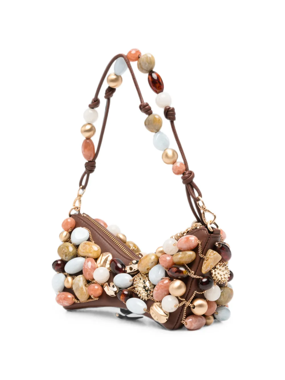 Cult Gaia Mercier bauble-embellished shoulder bag Bruin