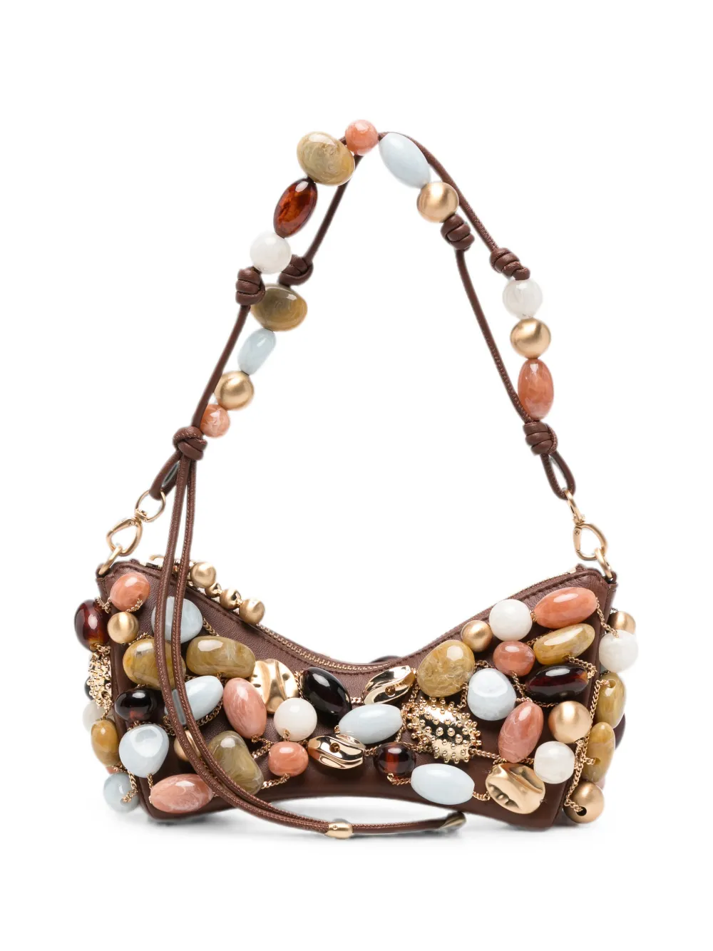 Cult Gaia Mercier bauble-embellished shoulder bag - Marrone