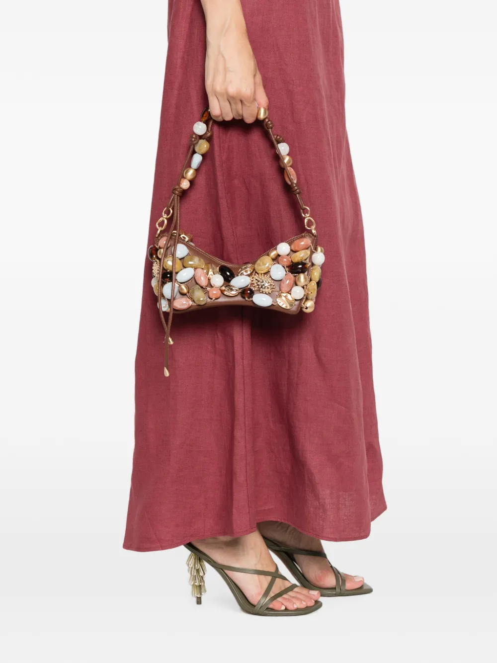 Cult Gaia Mercier bauble-embellished shoulder bag Bruin
