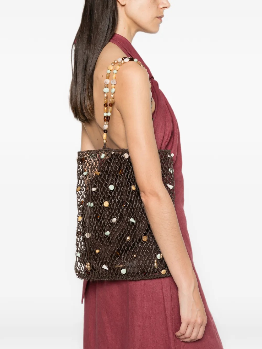 Cult Gaia Mercier bauble-embellished tote bag Bruin