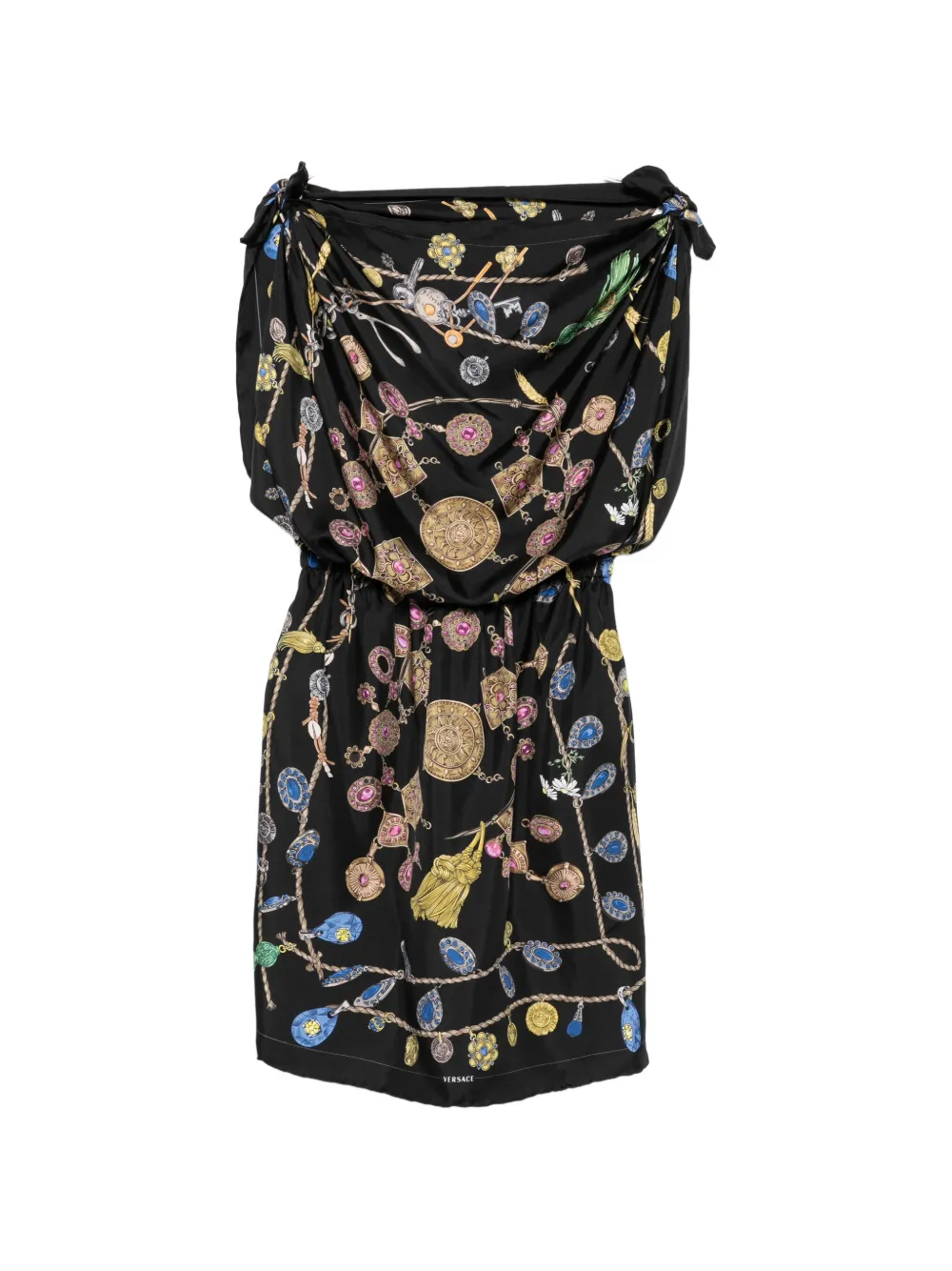 Versace jewel-print silk mini dress - Black