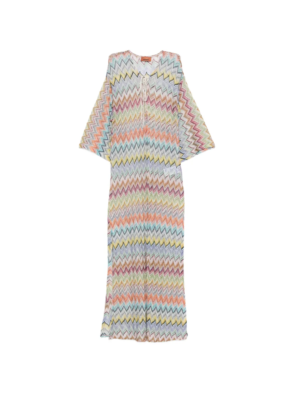 Missoni zigzag-knit lace-up beach cover-up - Nude