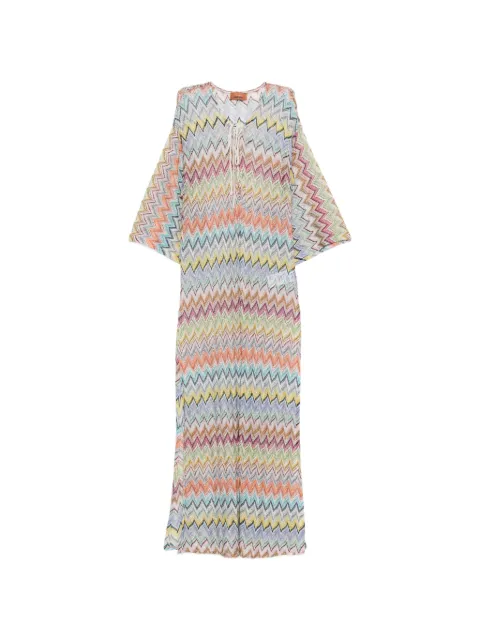 Missoni zigzag-knit lace-up beach cover-up