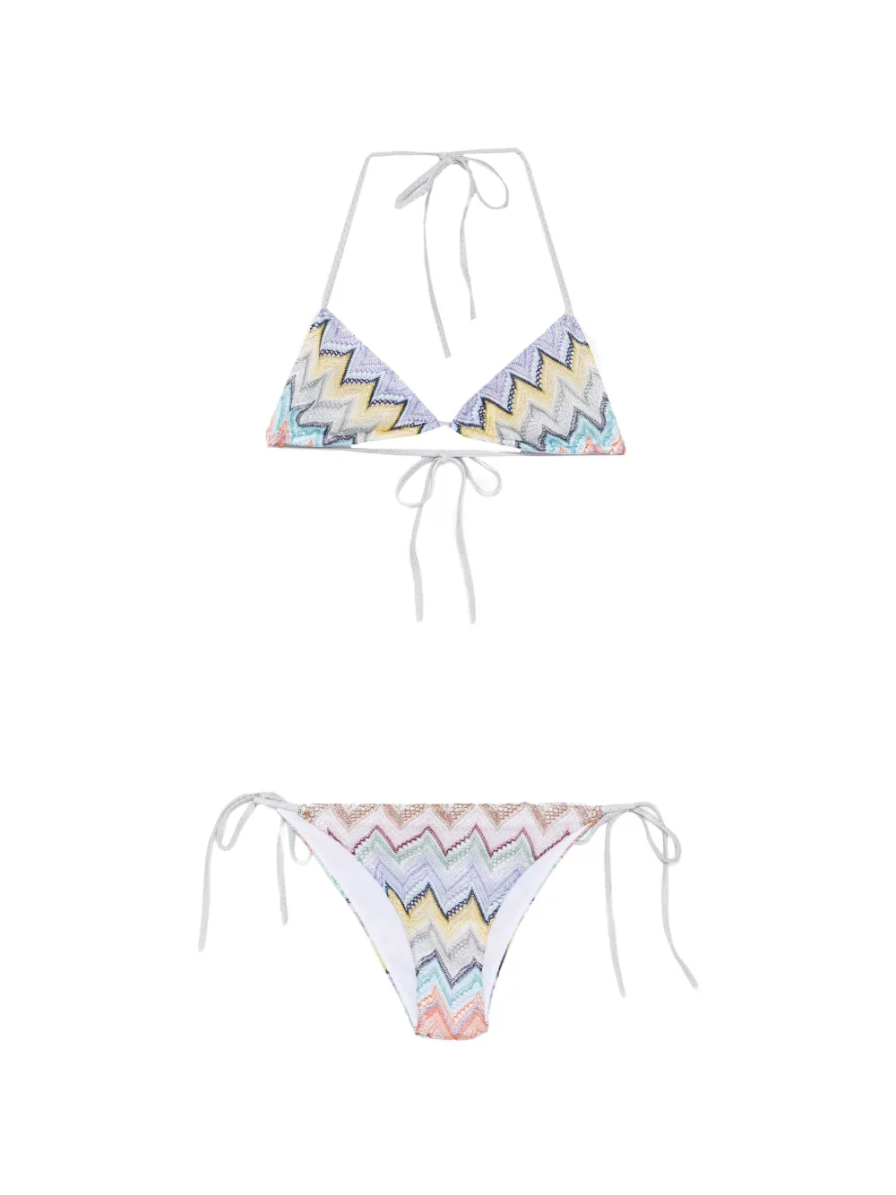 Missoni zigzag-knit triangle bikini - Bianco