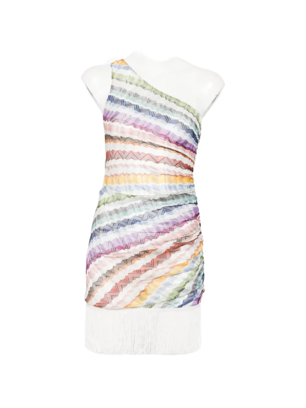Missoni fringed zigzag-print mini dress - Neutrals