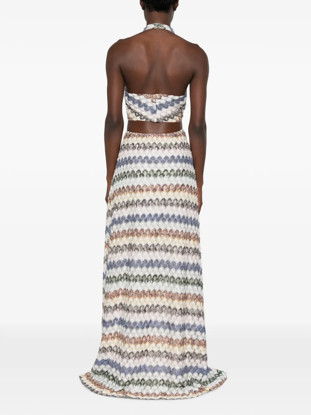 Missoni Maxi-jurk met zigzagpatroon en uitgesneden details Beige