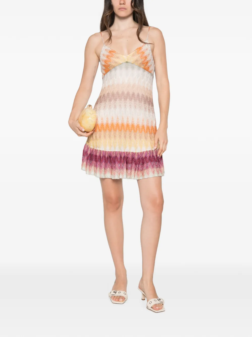 Missoni Viscose mini-jurk met kanten patroon Beige