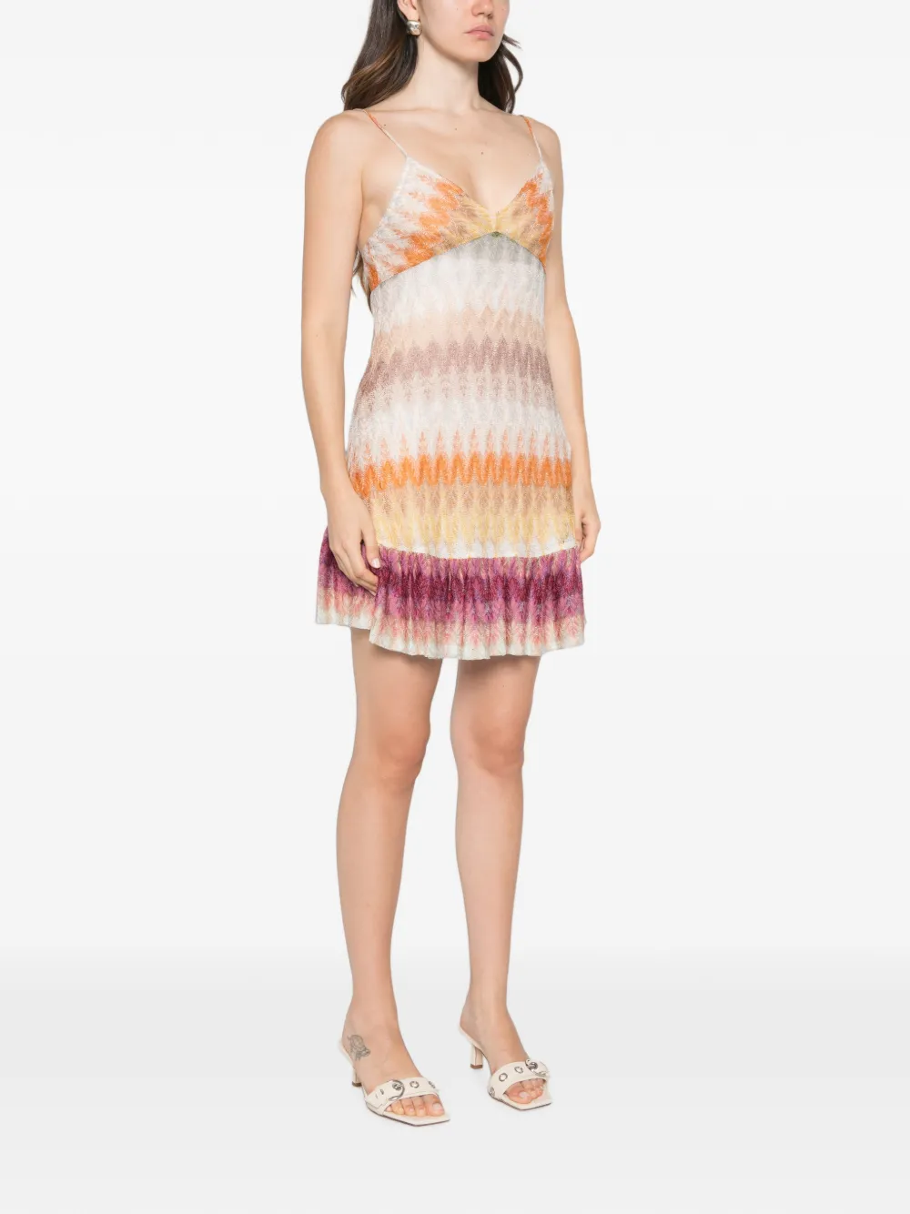 Missoni Viscose mini-jurk met kanten patroon Beige