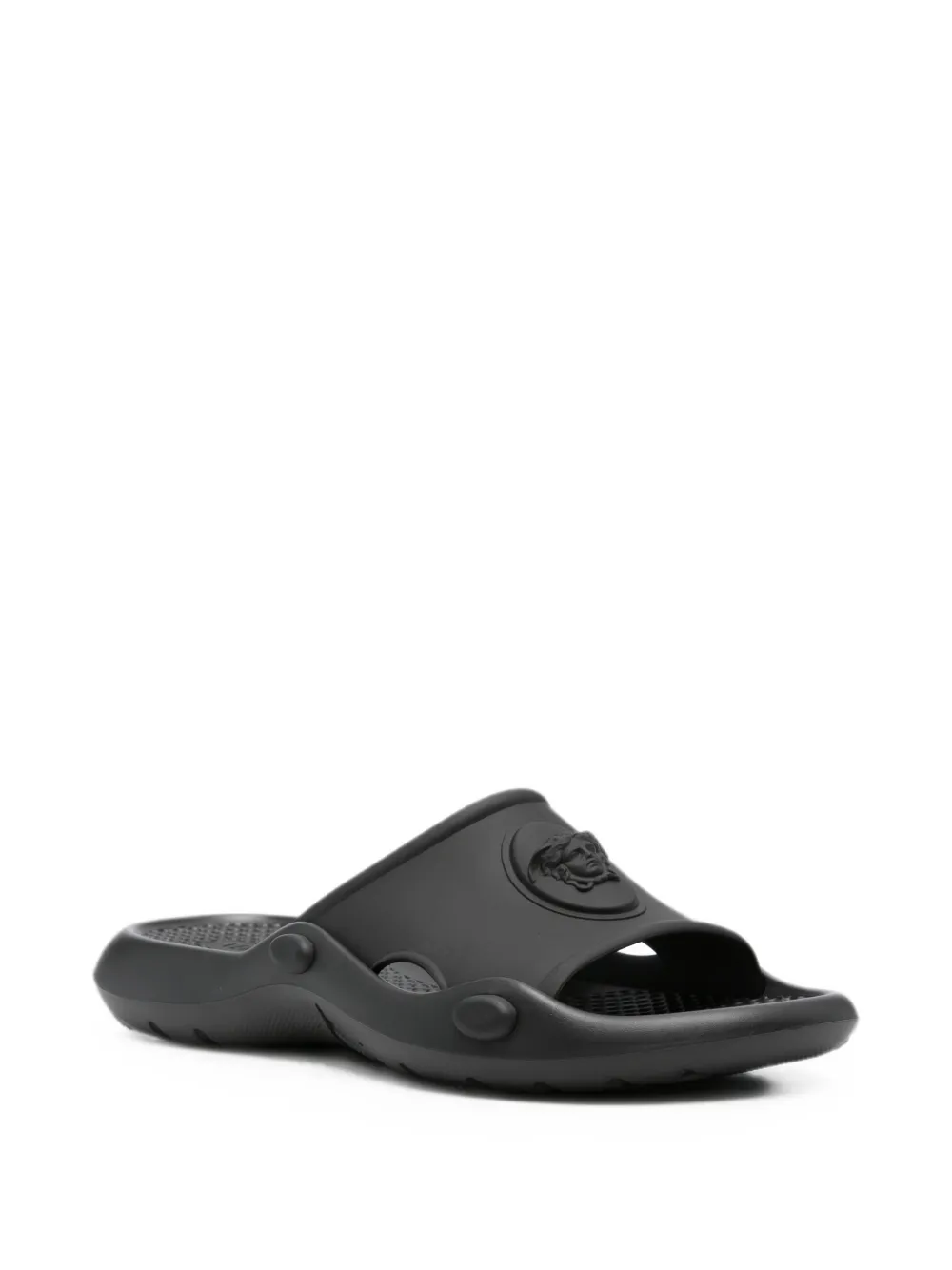 Versace Medusa-plaque slides Zwart