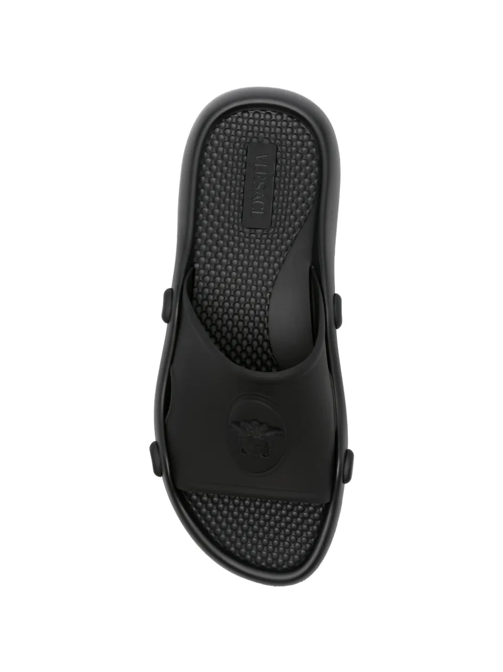 Versace Medusa-plaque slides Zwart