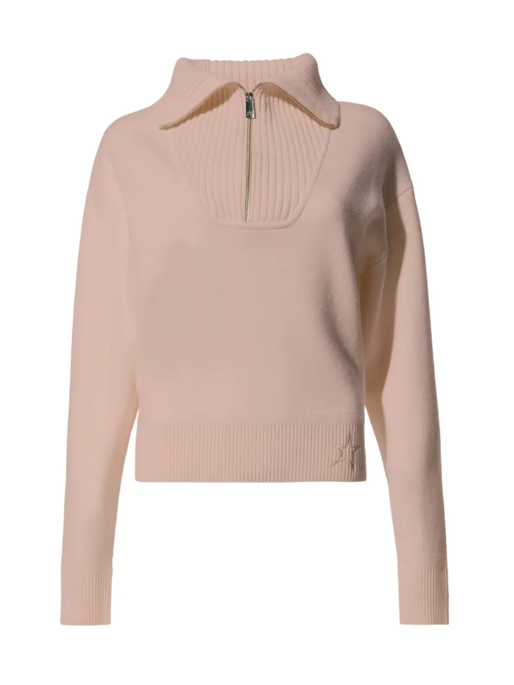 Perfect Moment Wollen en kasjmier top met halve rits Beige