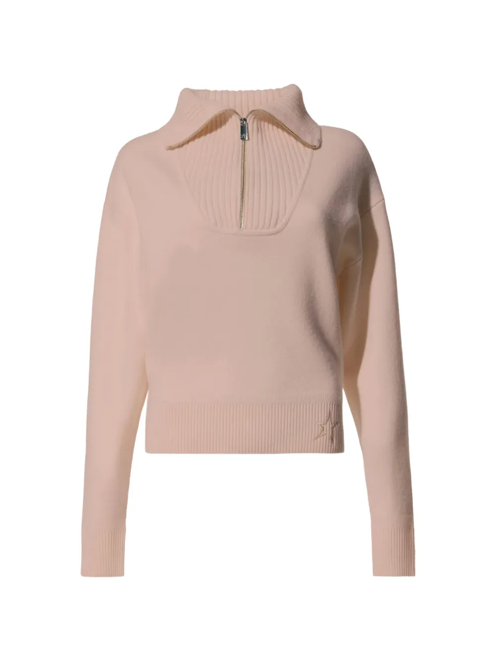 Perfect Moment Wollen en kasjmier top met halve rits Beige