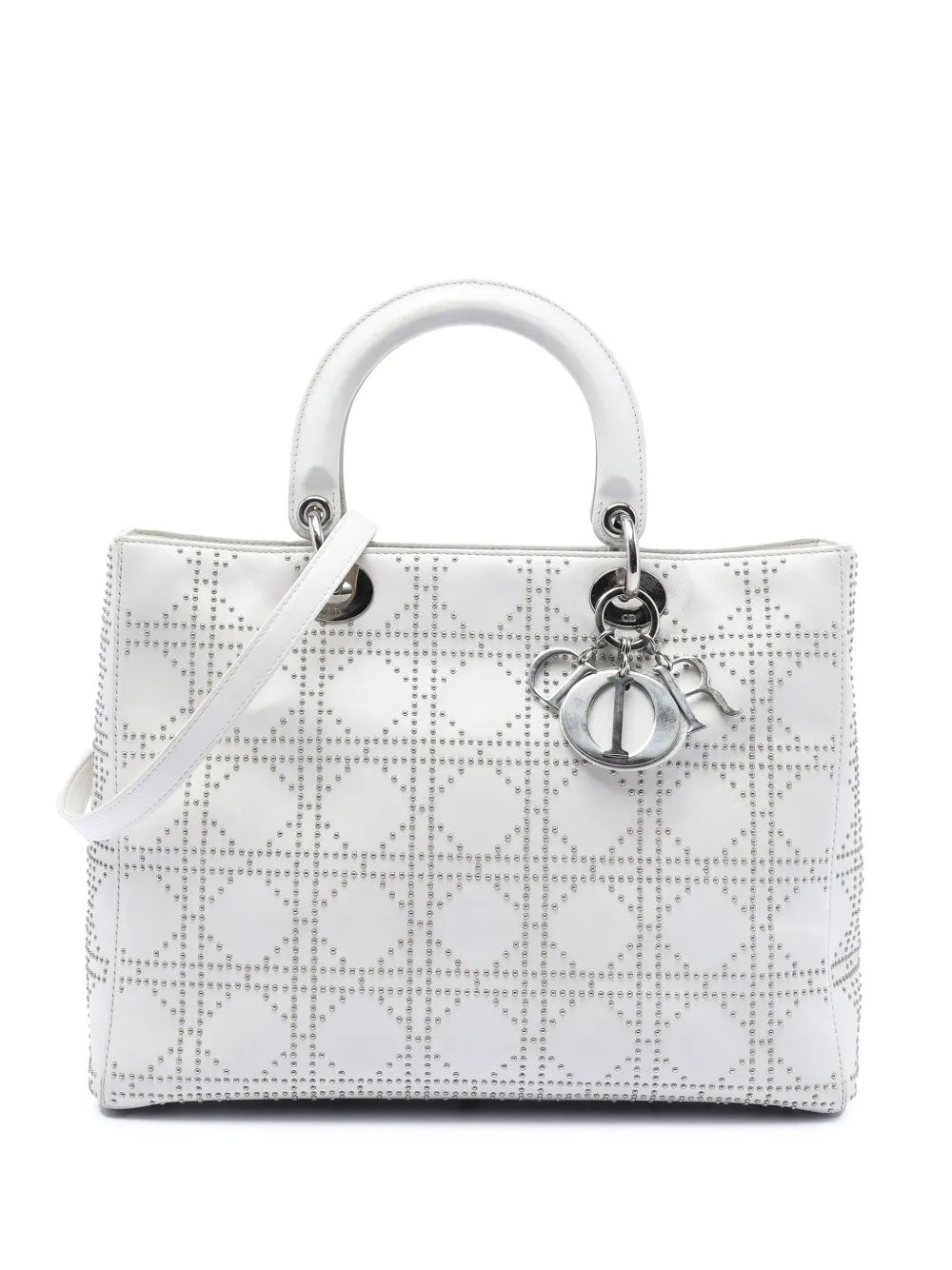 Christian Dior Pre-Owned 2004 Large Calfskin Cannage Studded Lady Dior satchel - Weiß