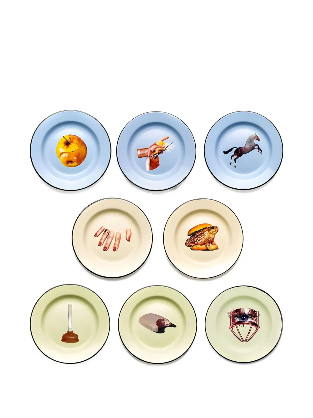 Seletti x Toiletpaper printed plate set (set of eight) - Toni neutri