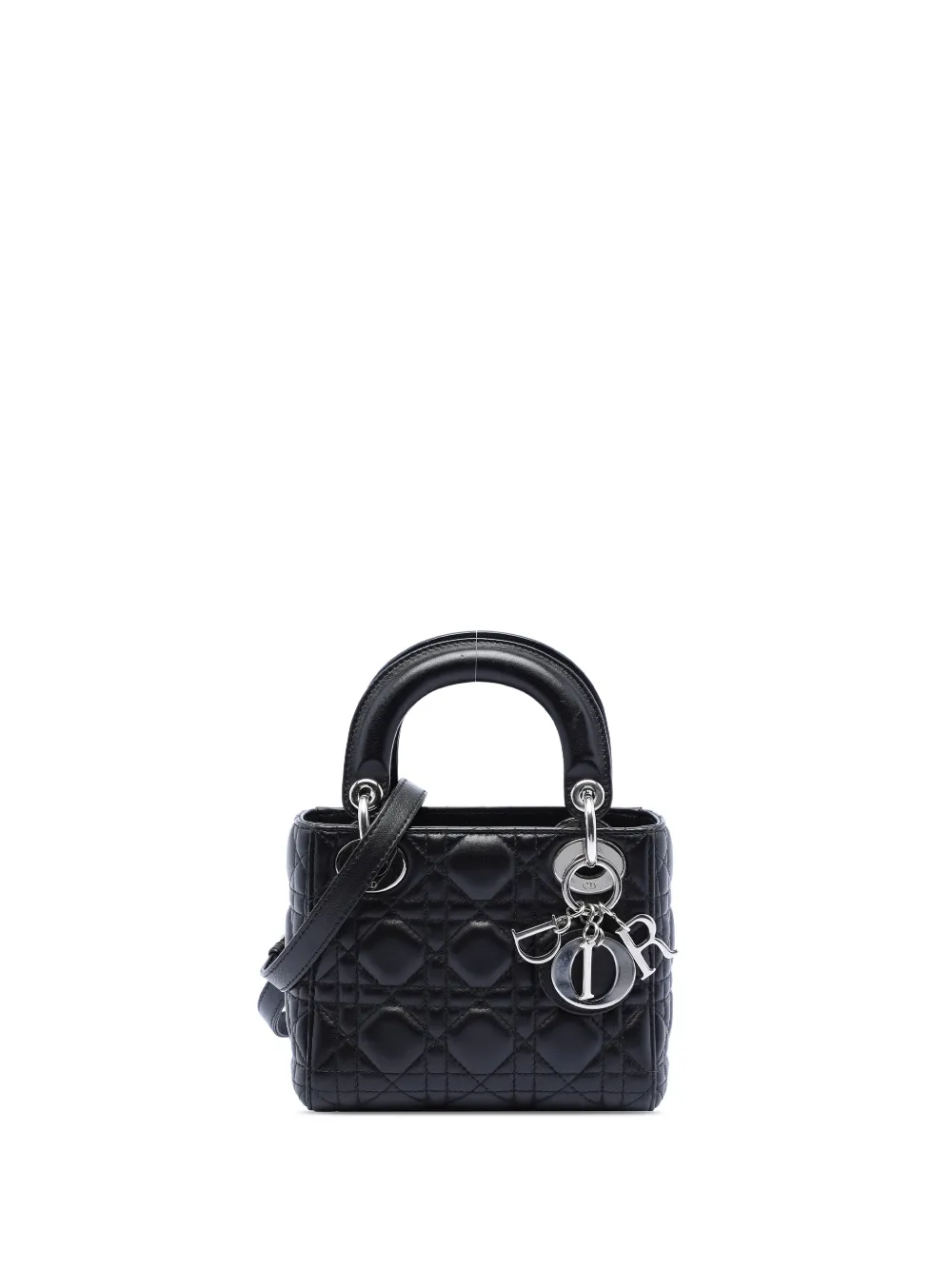 Christian Dior Pre-Owned 2016 Mini Lambskin Cannage Lady Dior satchel - Black