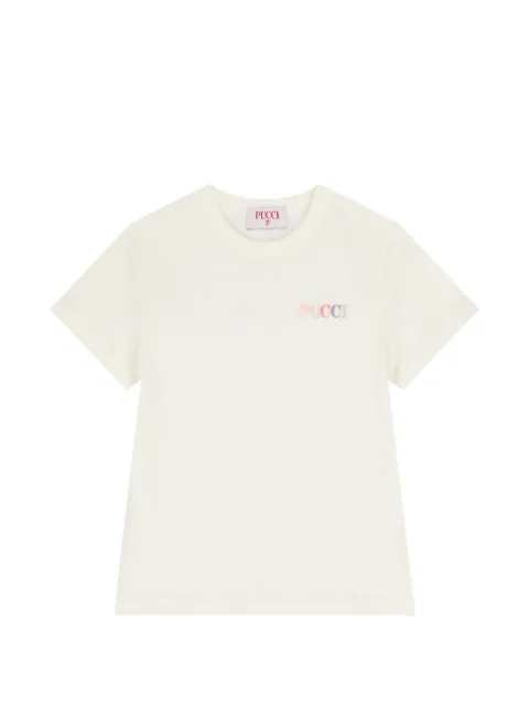 PUCCI Junior playera con logo estampado y detalle de volantes