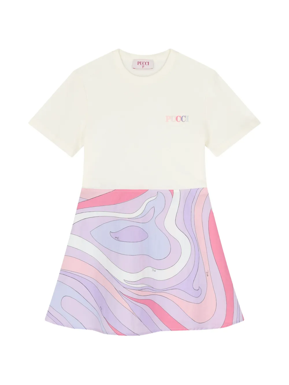 PUCCI Junior Marmo-print T-shirt dress - Toni neutri