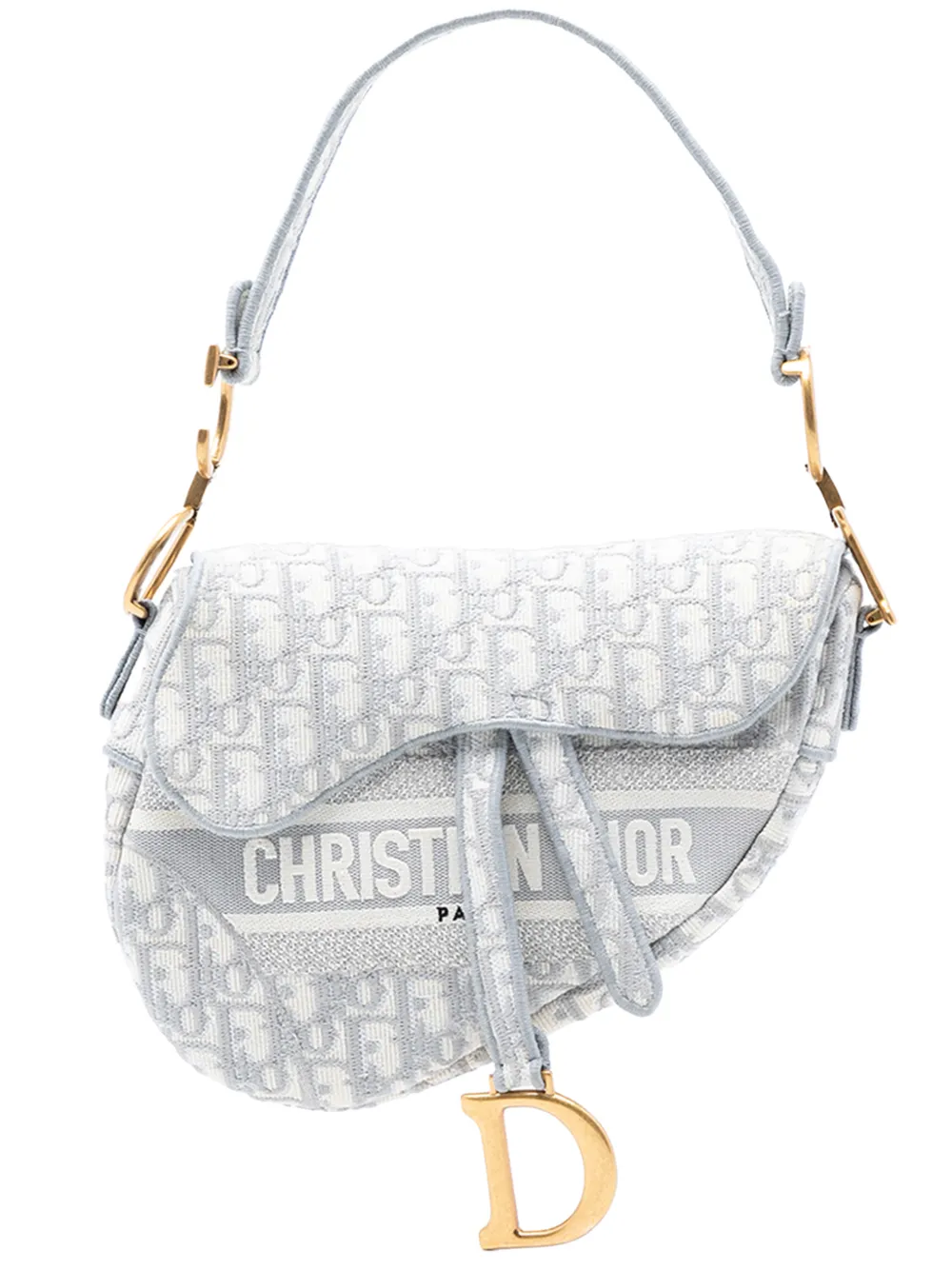 Christian Dior Pre-Owned 2020 Oblique Embroidered Canvas Saddle Bag shoulder bag - Grigio