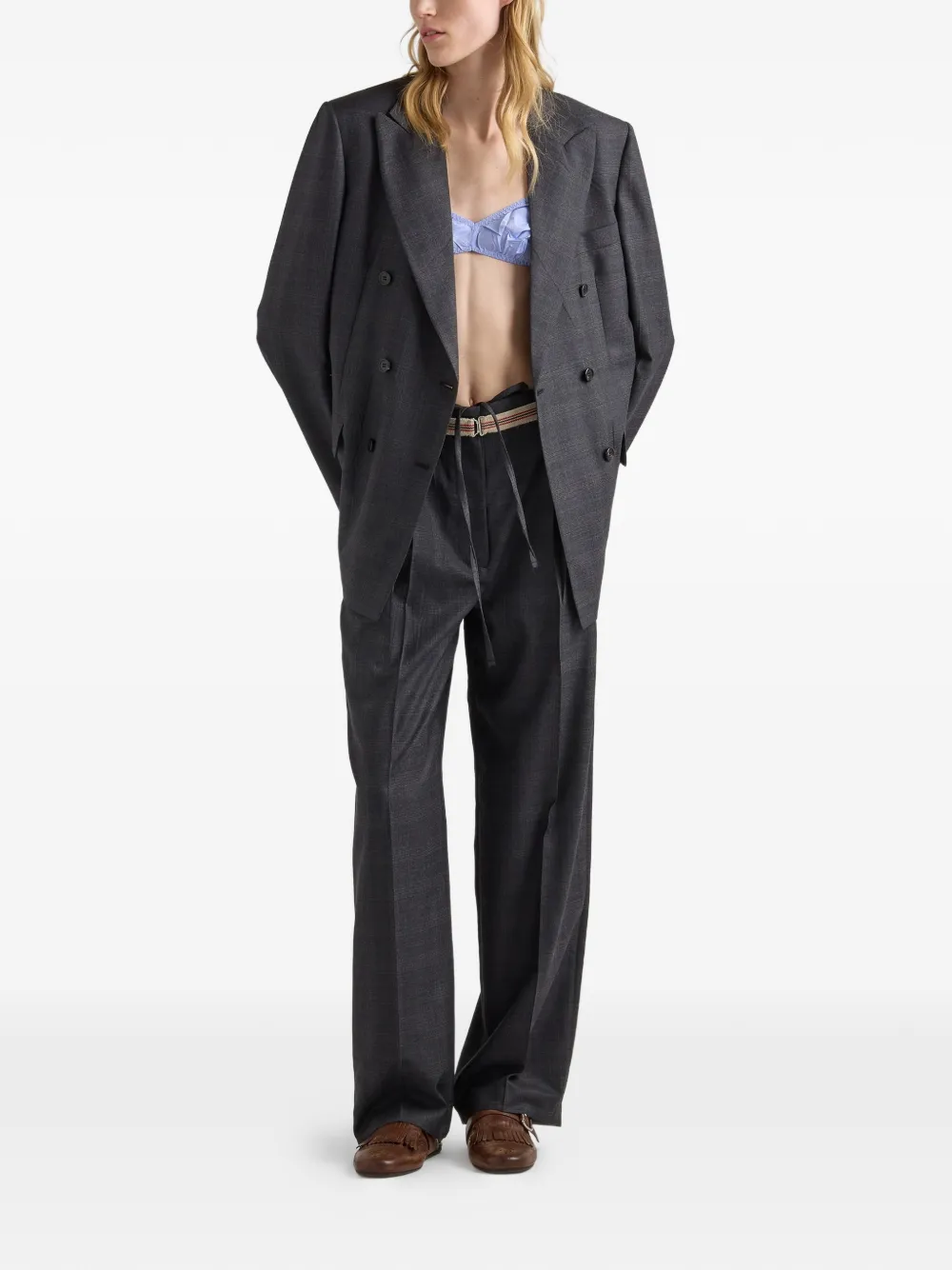  Prada Checked Wool Pants - Grey 