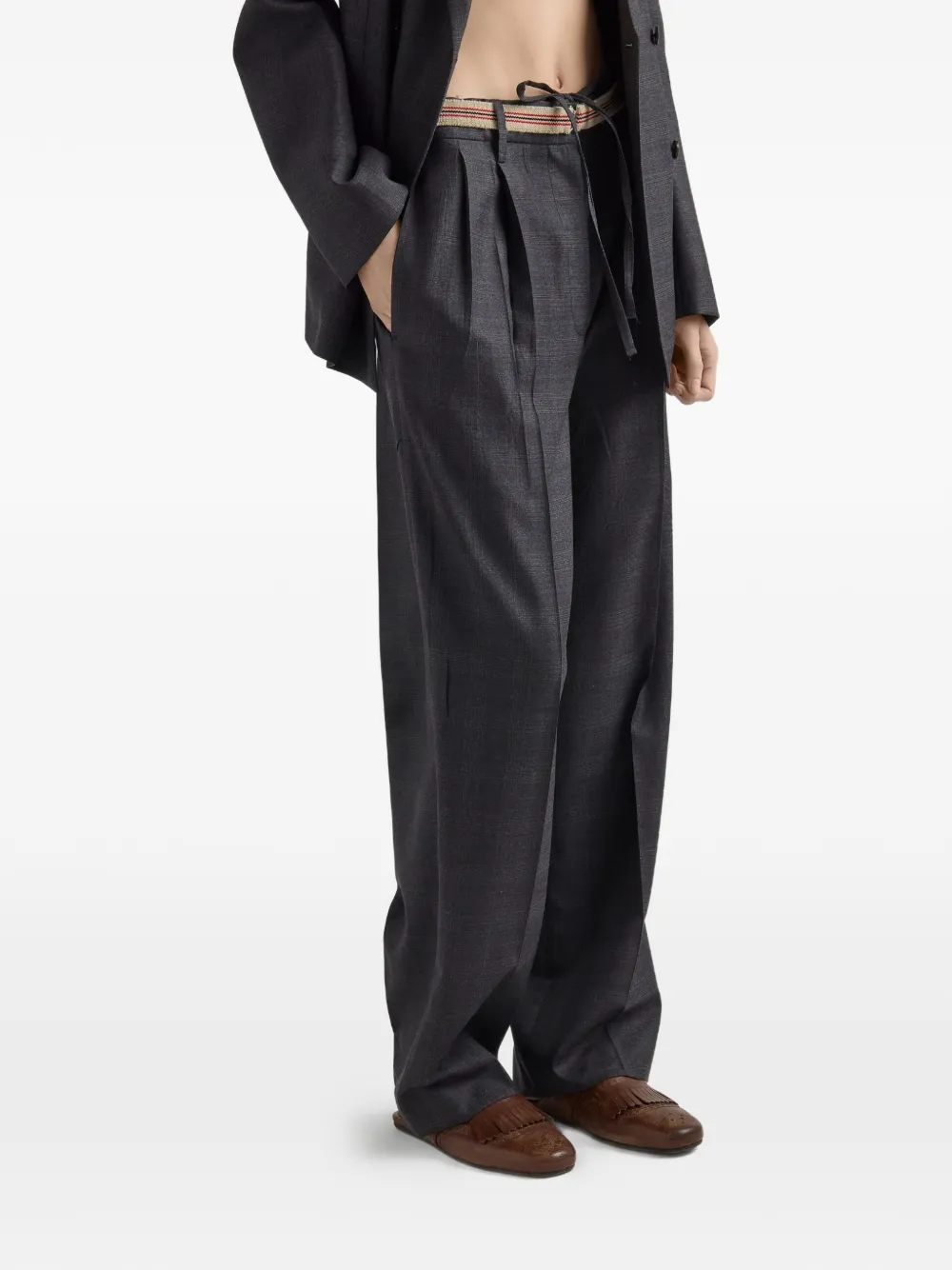 checked wool pants