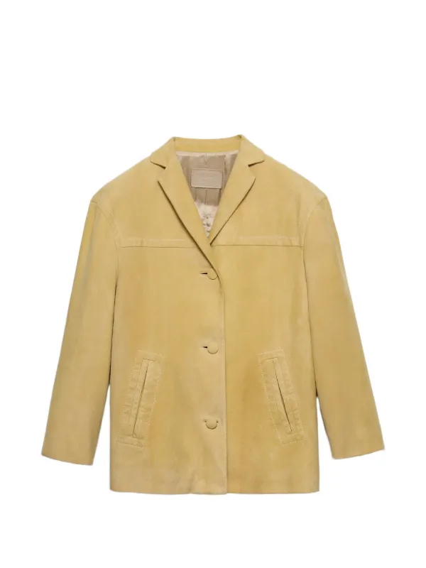Prada Suede Caban Jacket in Yellow