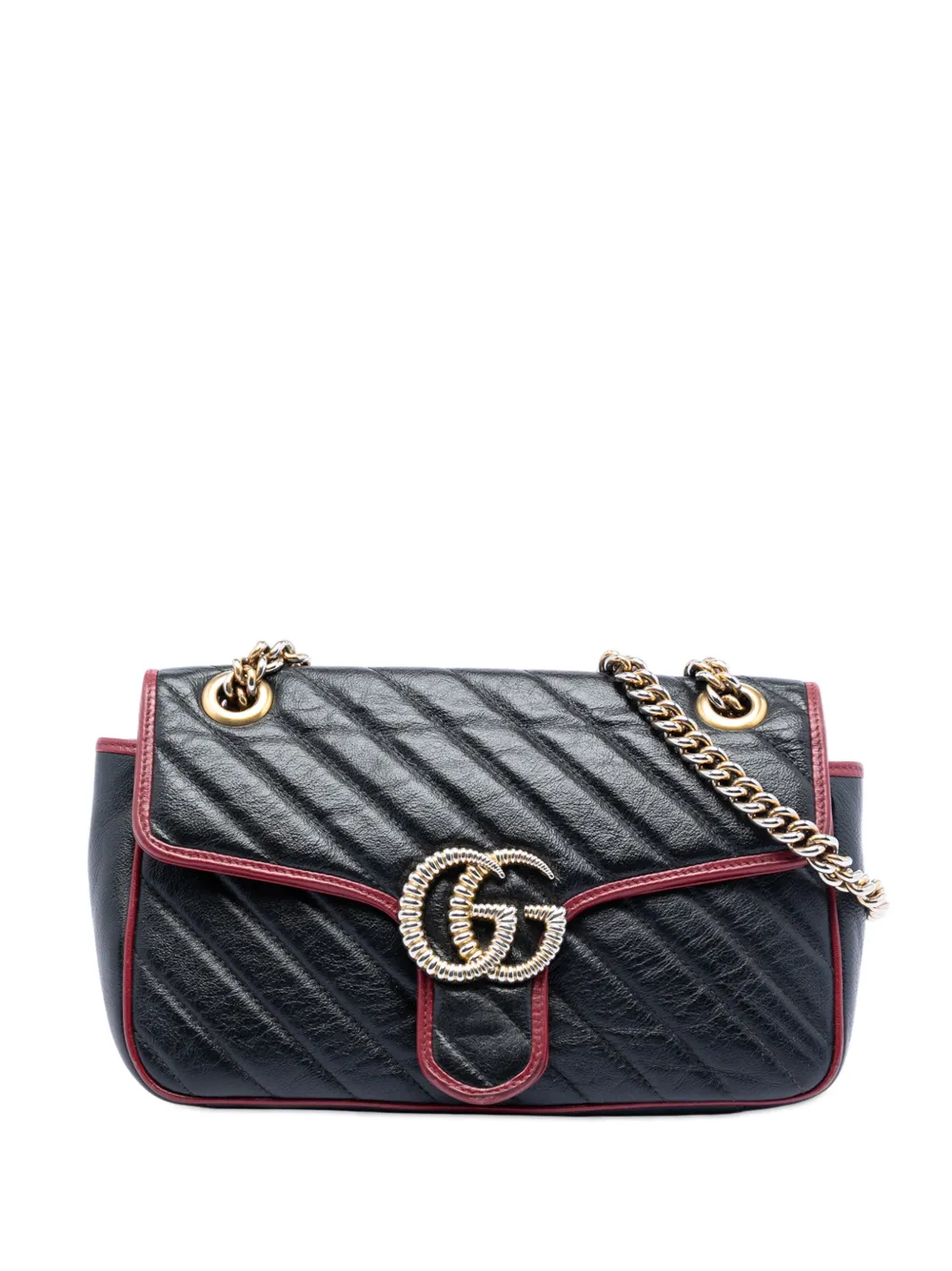 Gucci Pre-Owned 2016-2026 Medium GG Marmont Matelasse Diagonal Leather Torchon shoulder bag - Nero
