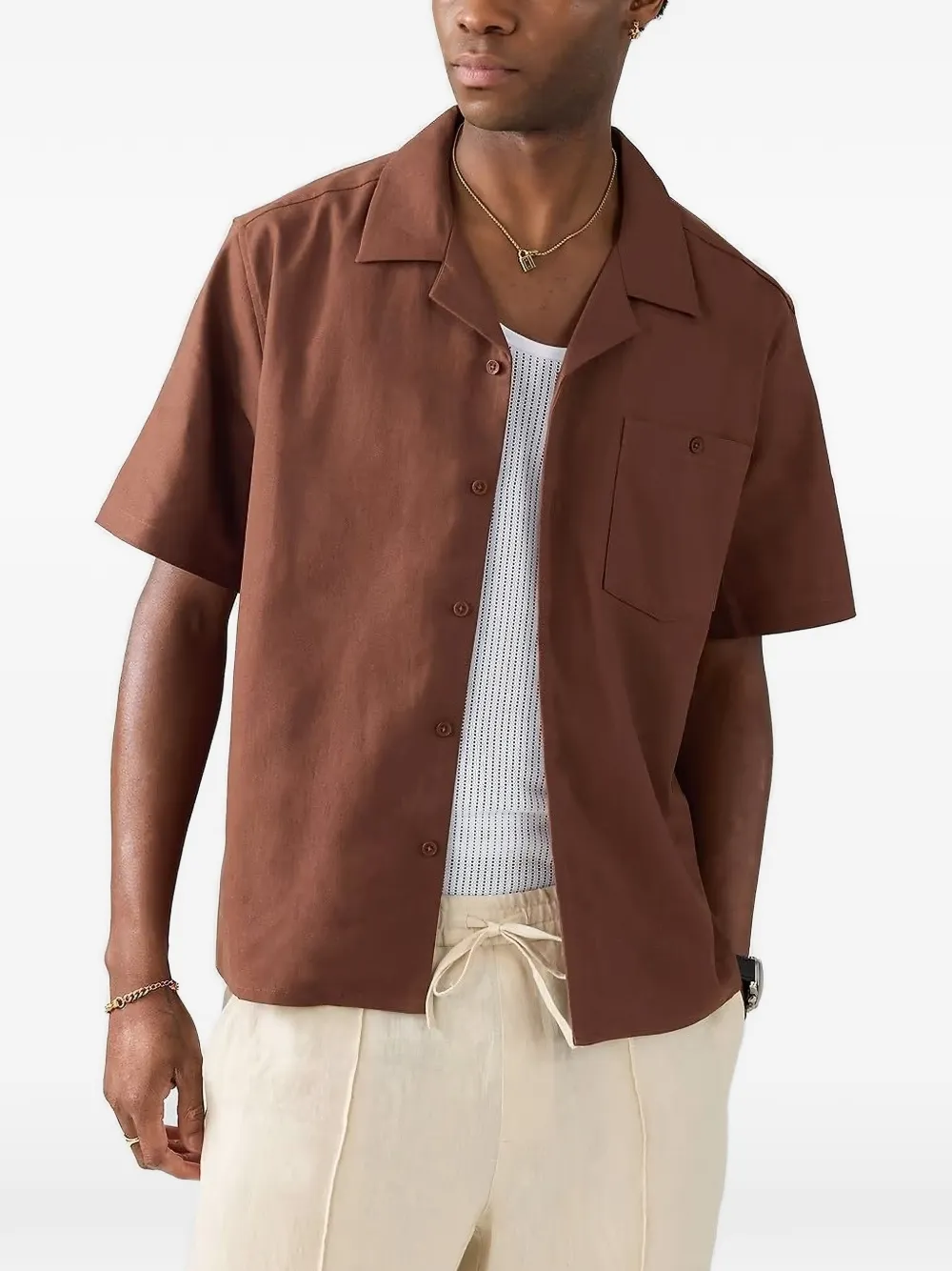  Percival Pocket Short-sleeve Shirt - Brown 
