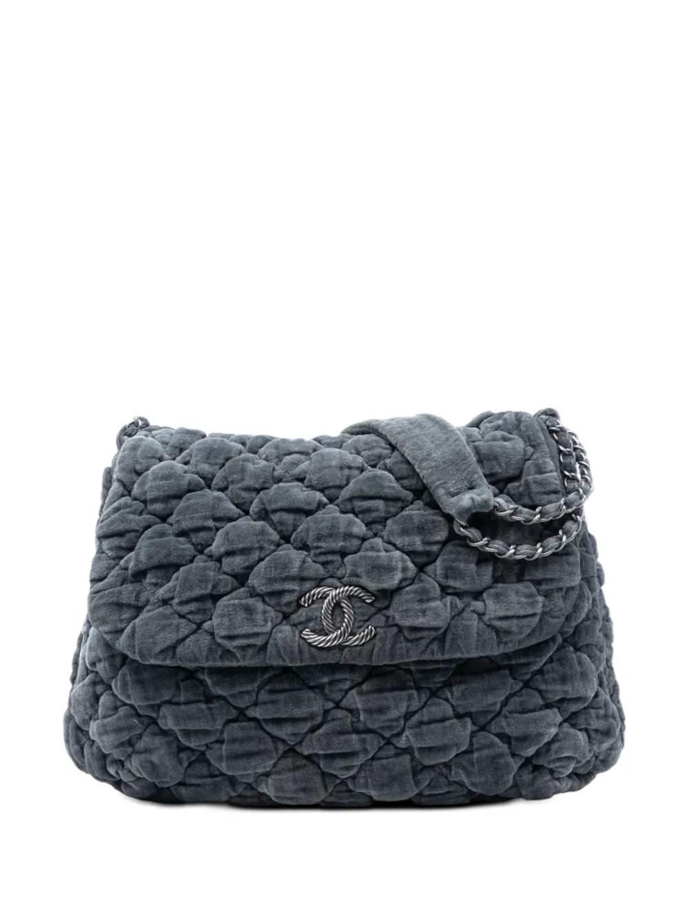CHANEL Pre-Owned 2008-2009 Paris Moscou Bubble Quilted Velvet Flap shoulder bag - Grigio