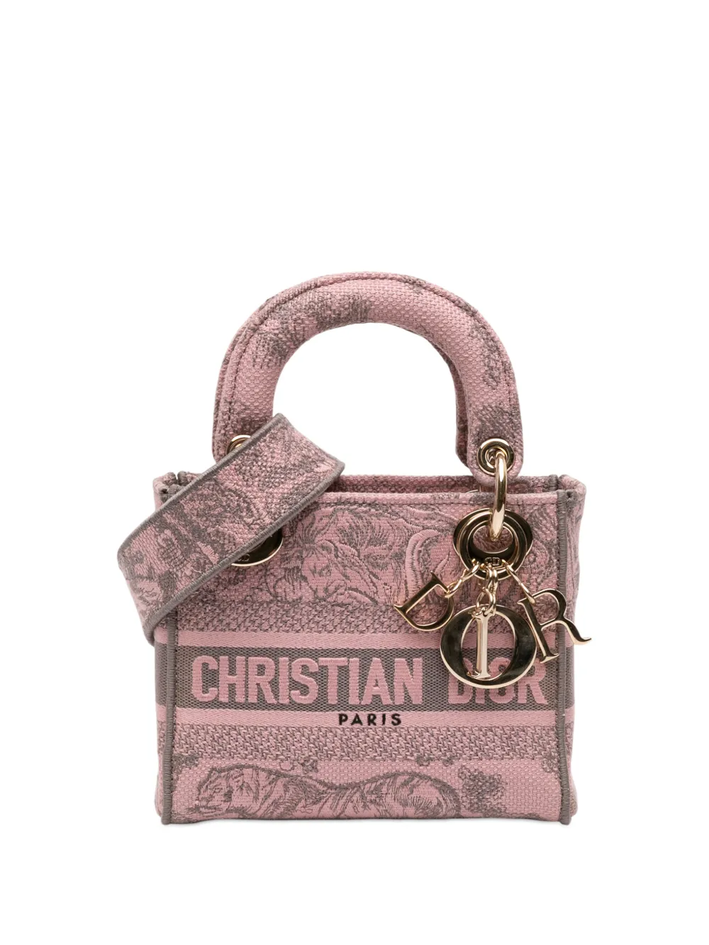Christian Dior Pre-Owned 2023 Mini Embroidered Canvas Toile De Jouy Lady D Lite satchel - Rosa