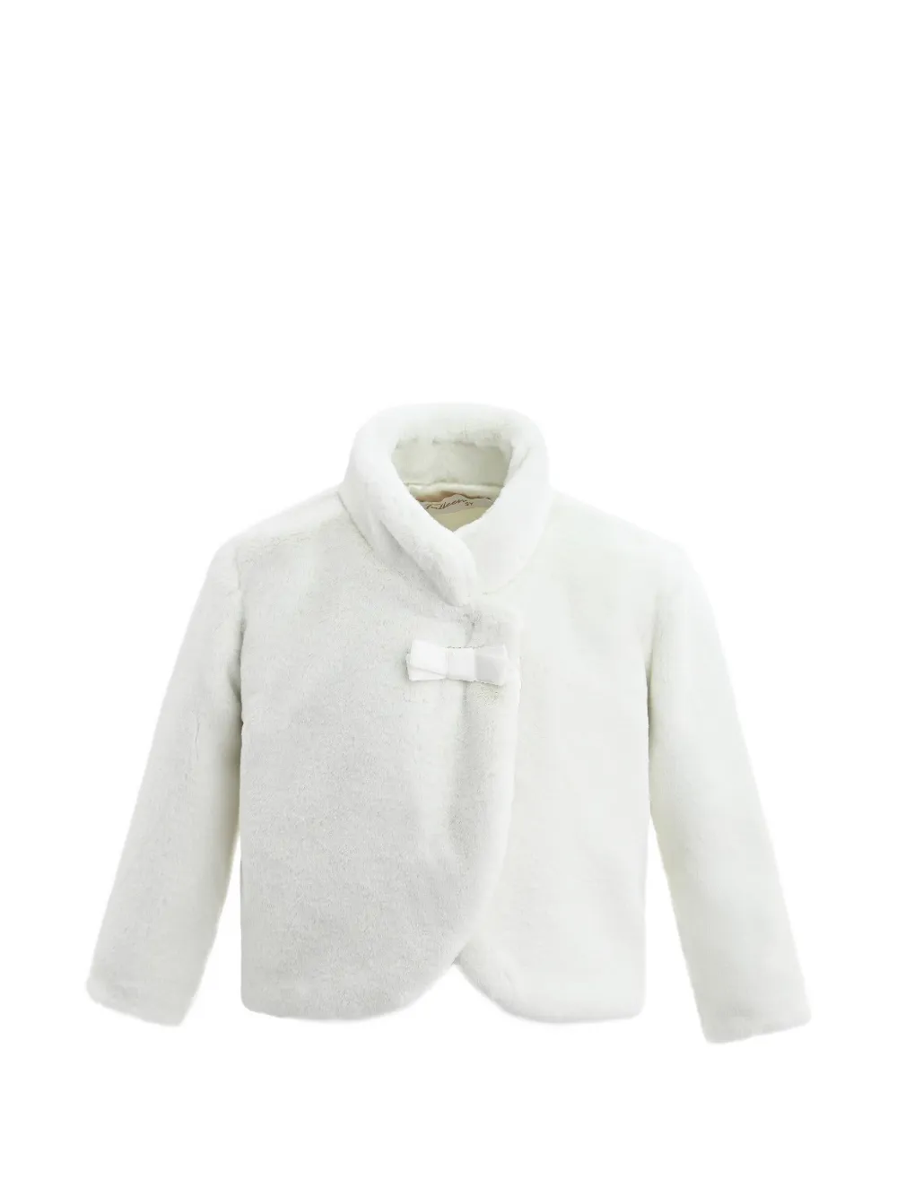 Tulleen plush asymmetrical bow coat - Bianco