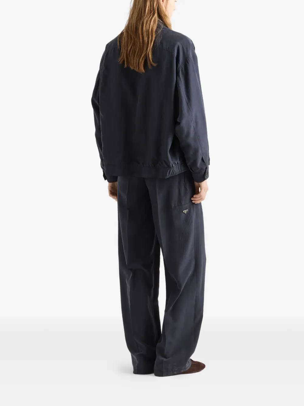  Prada Washed Silk Pants - Blue 