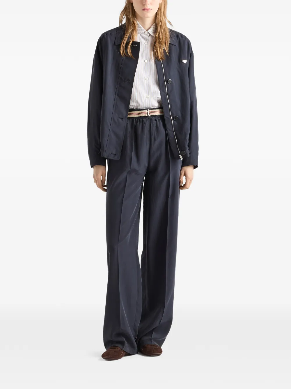  Prada Washed Silk Pants - Blue 