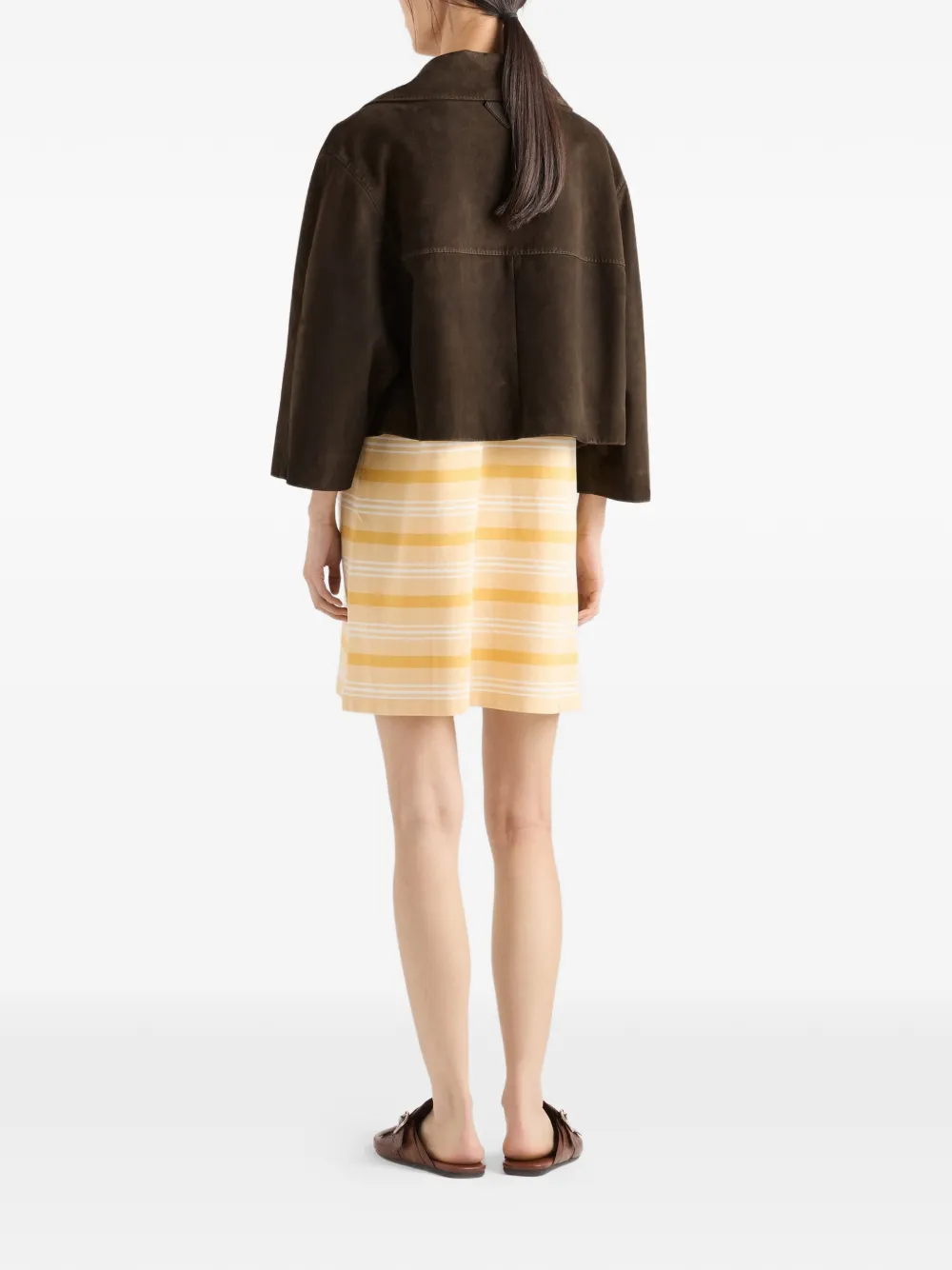  Prada Cropped Suede Jacket - Green 