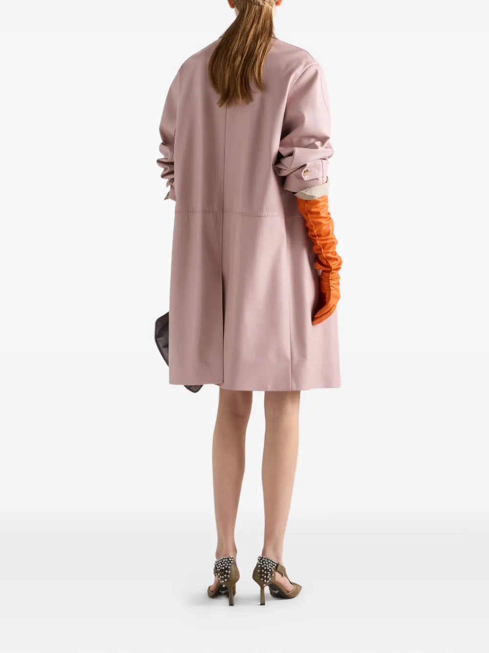  Prada Nappa Leather Coat - Pink 