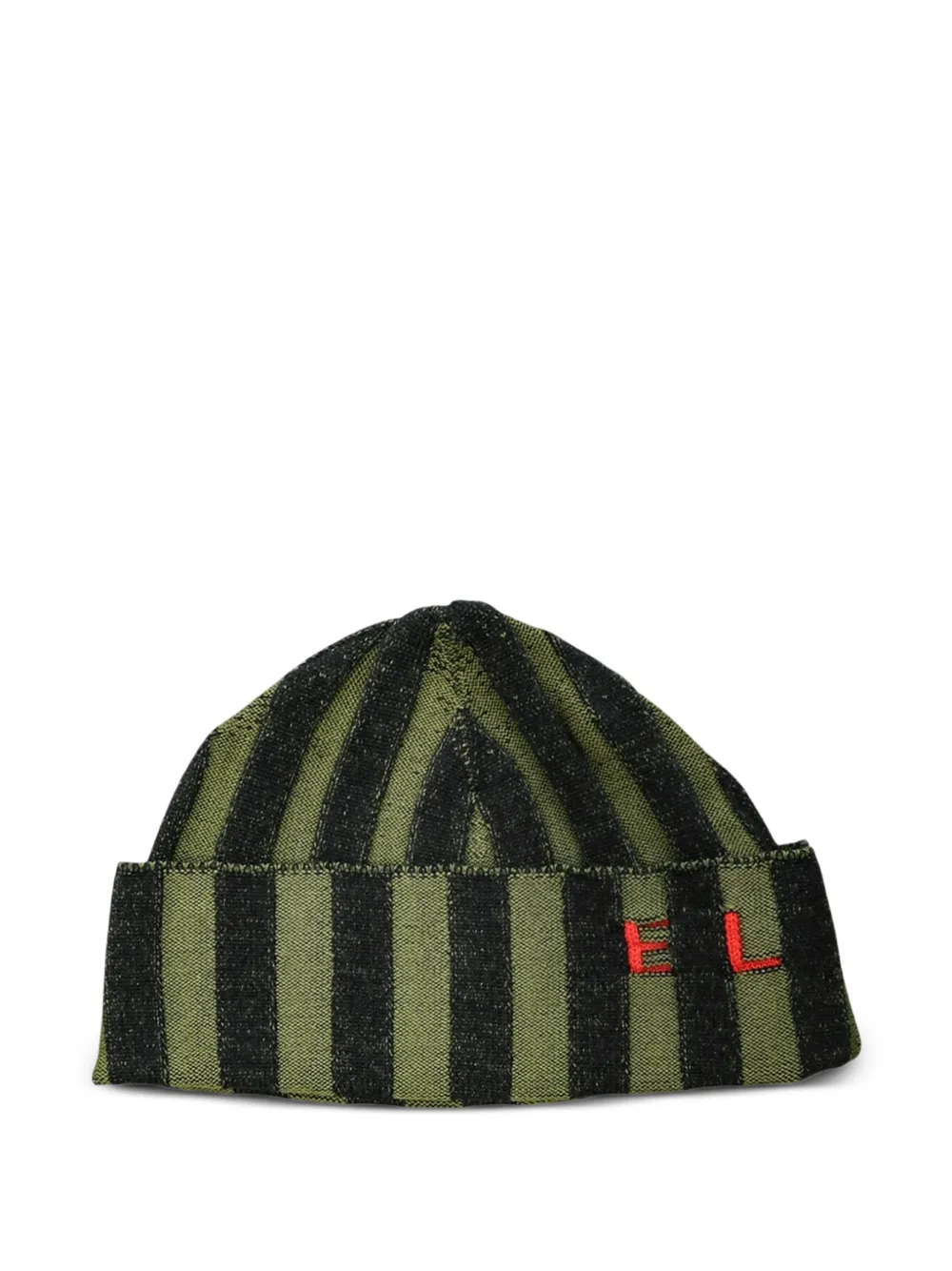 Eckhaus Latta striped logo-intarsia beanie hat - Verde