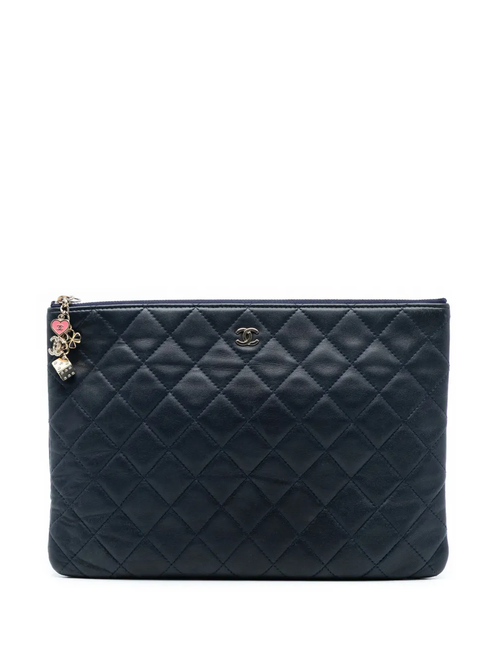 CHANEL Pre-Owned 2016-2017 Medium Quilted Lambskin Casino Beauty O Case clutch bag - Blu