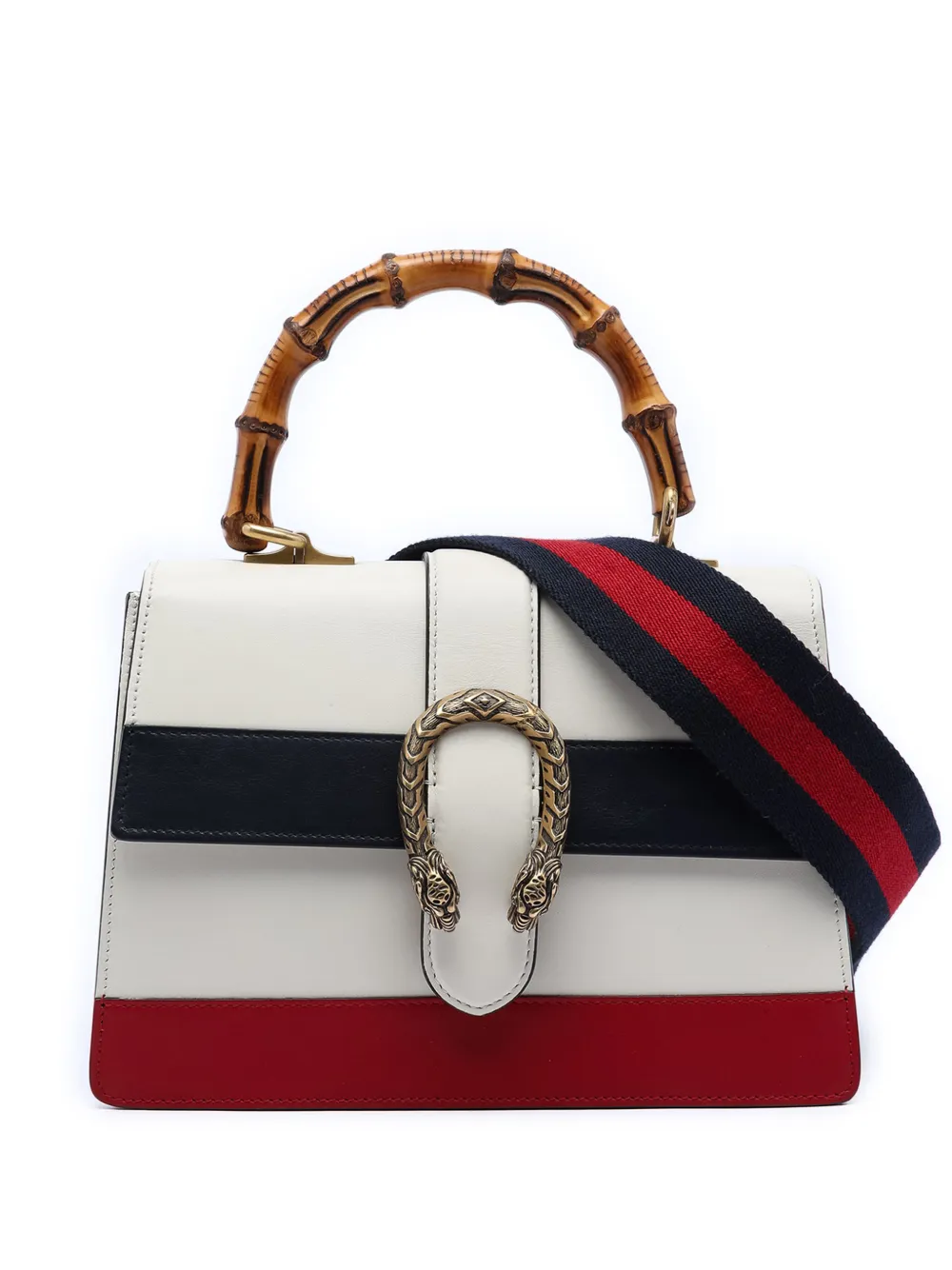 Gucci Pre-Owned 2016-2026 Medium Leather Bamboo Dionysus Web satchel - Bianco