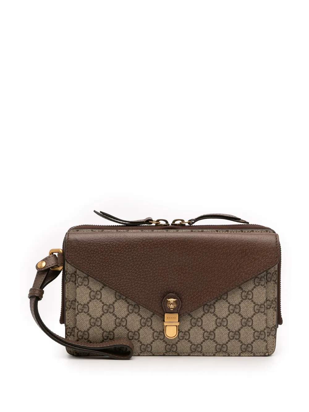 Gucci Pre-Owned 2016-2026 GG Supreme Neo Vintage Document Holder clutch bag - Marrone