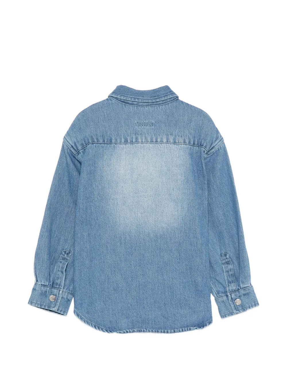 Moschino Kids Spijkershirt verfraaid met hart Blauw