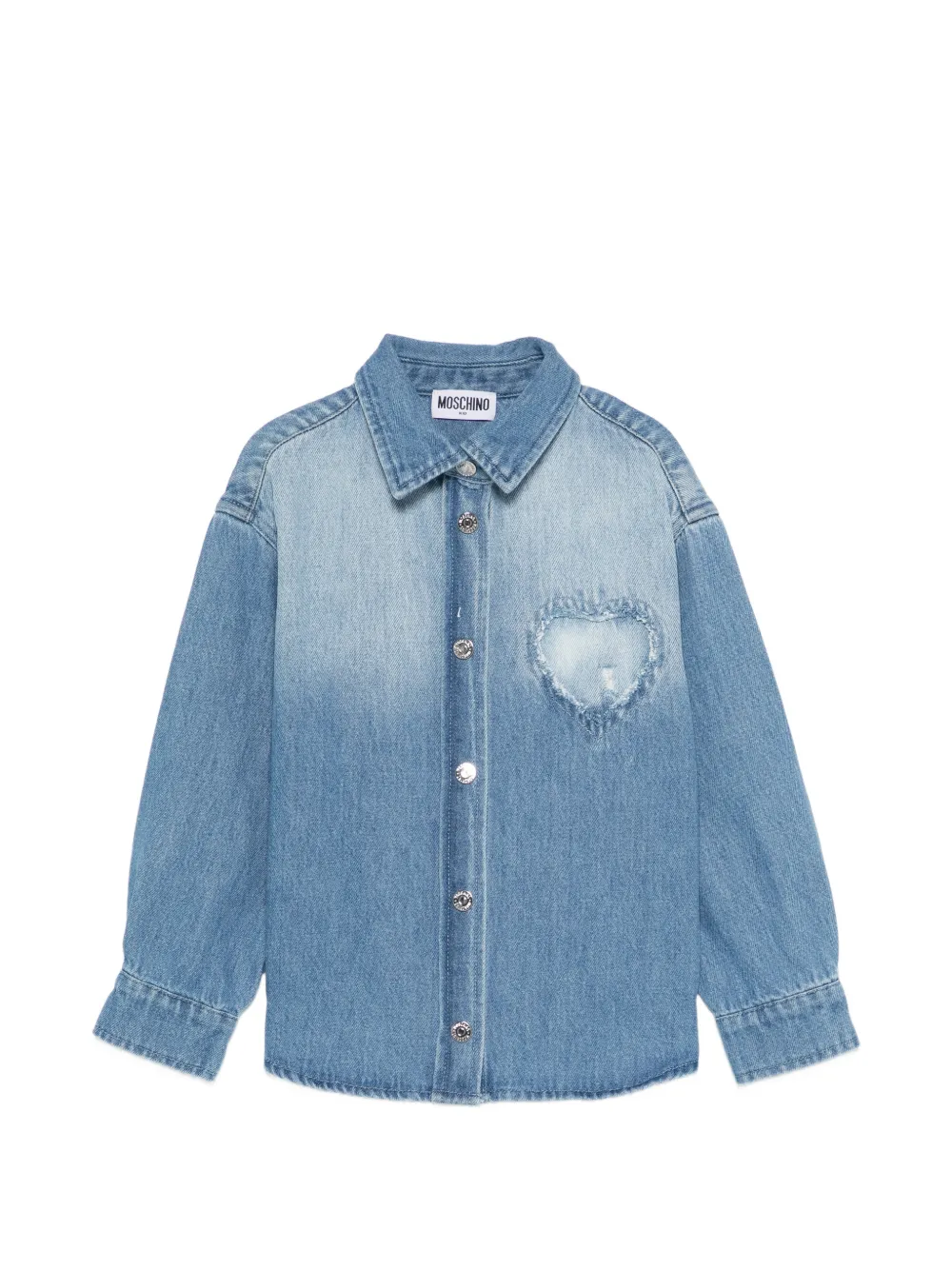 Moschino Kids heart embellished denim shirt - Blu