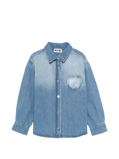 Moschino Kids heart embellished denim shirt